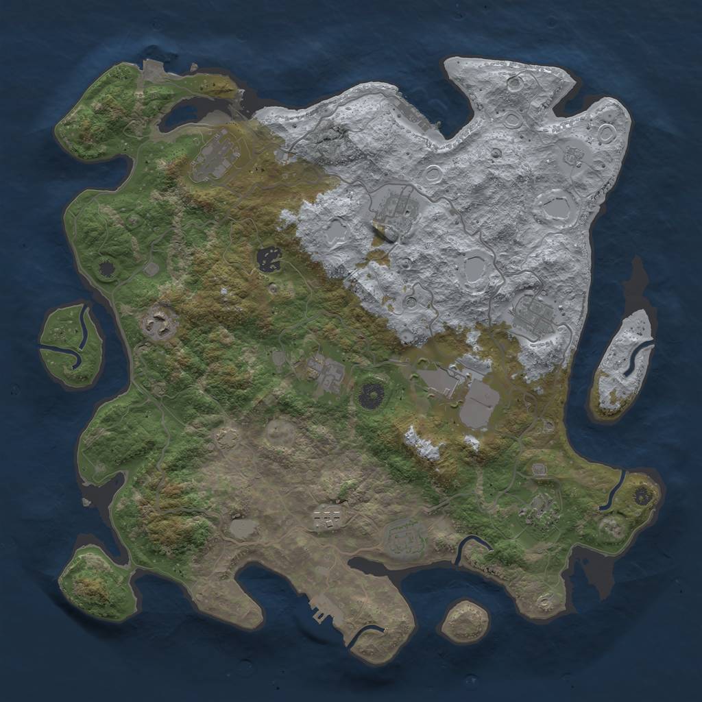 Rust Map: Procedural Map, Size: 4000, Seed: 7139, 18 Monuments