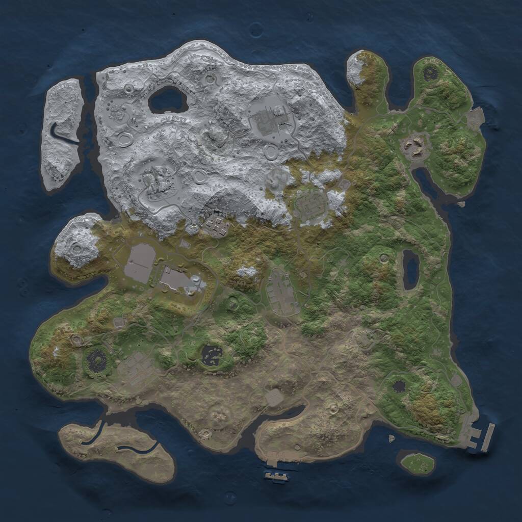 Rust Map: Procedural Map, Size: 3600, Seed: 1941318771, 15 Monuments
