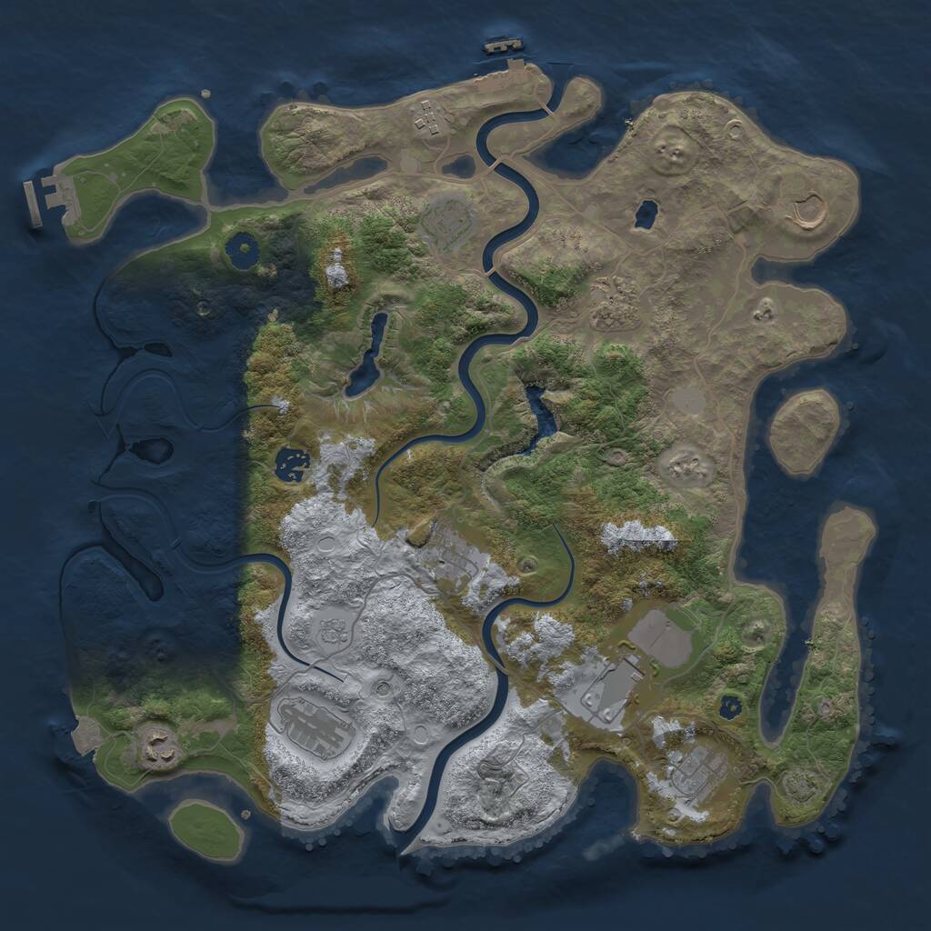 Rust Map: Procedural Map, Size: 4000, Seed: 381042173, 16 Monuments