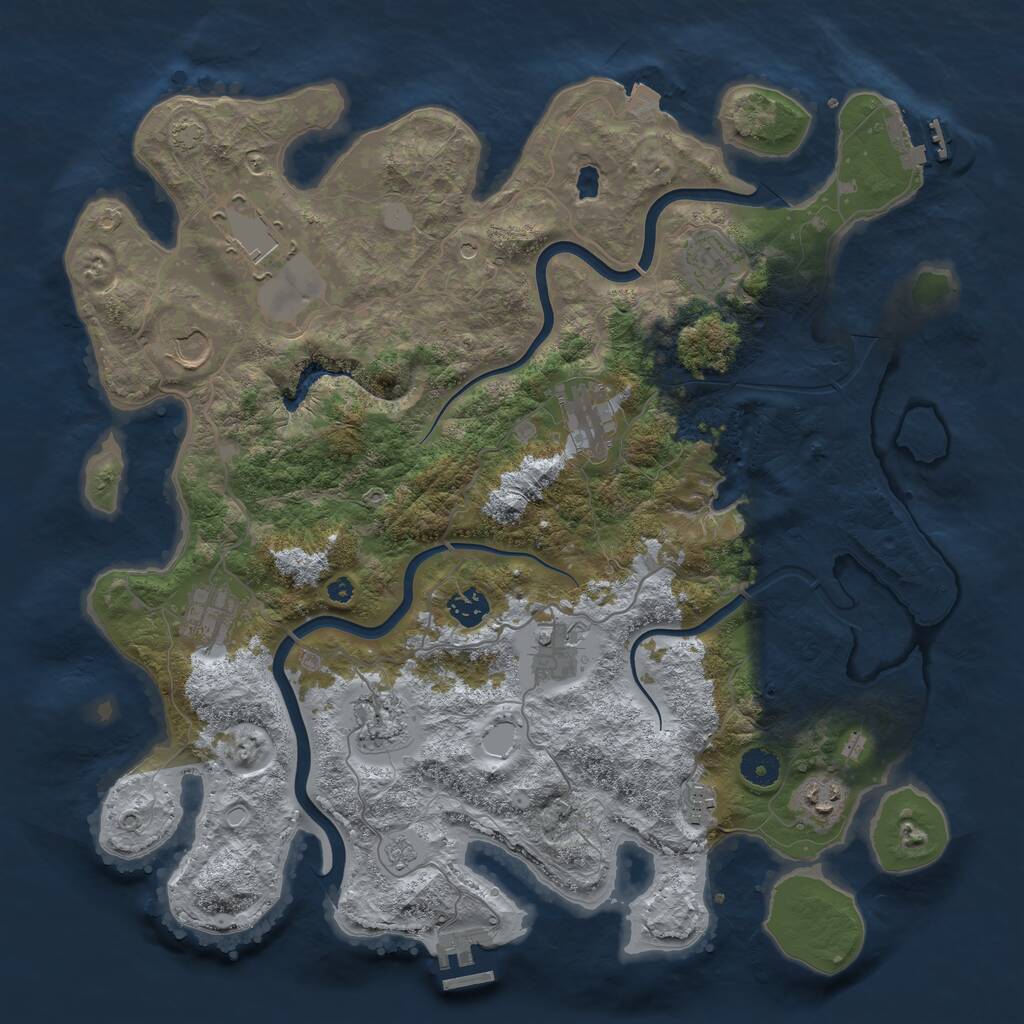 Rust Map: Procedural Map, Size: 4000, Seed: 798160228, 16 Monuments