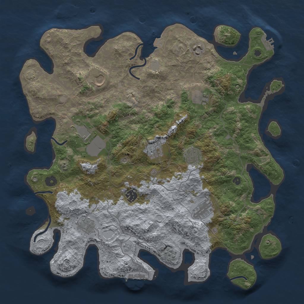 Rust Map: Procedural Map, Size: 4000, Seed: 798160228, 18 Monuments