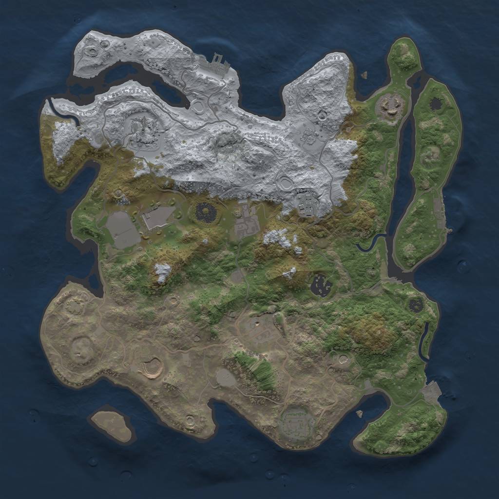Rust Map: Procedural Map, Size: 3500, Seed: 693185705, 17 Monuments