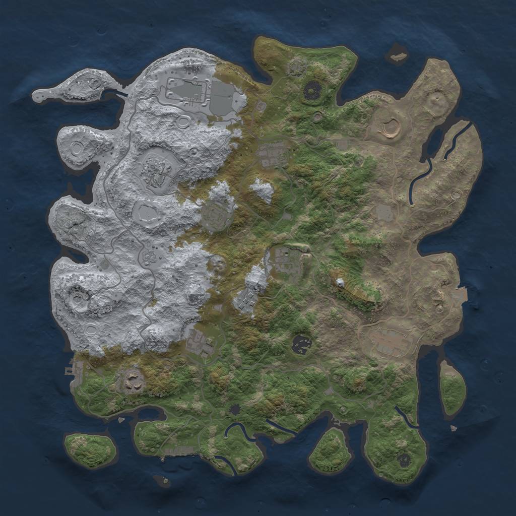 Rust Map: Procedural Map, Size: 4000, Seed: 1078946883, 19 Monuments