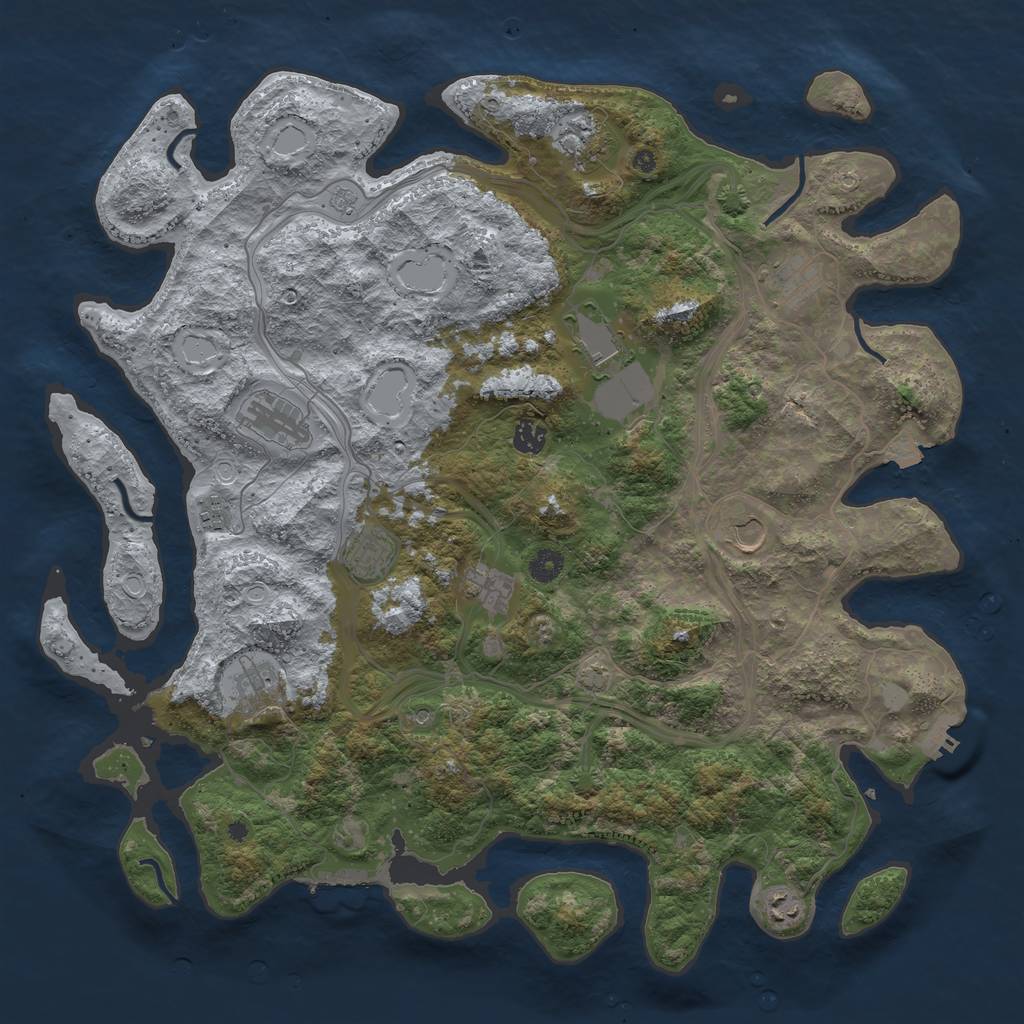Rust Map: Procedural Map, Size: 4500, Seed: 100210935, 19 Monuments