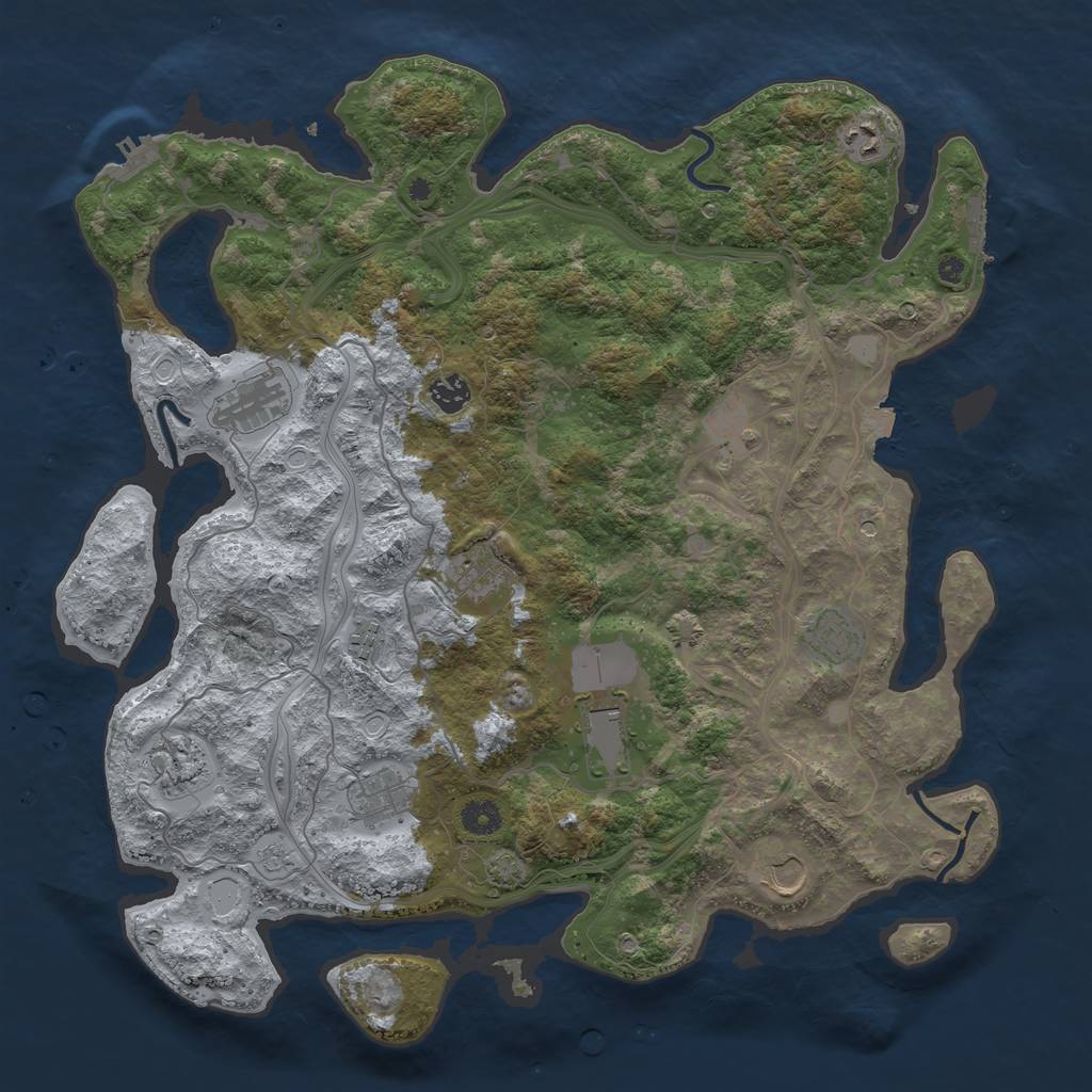 Rust Map: Procedural Map, Size: 4250, Seed: 394284866, 19 Monuments