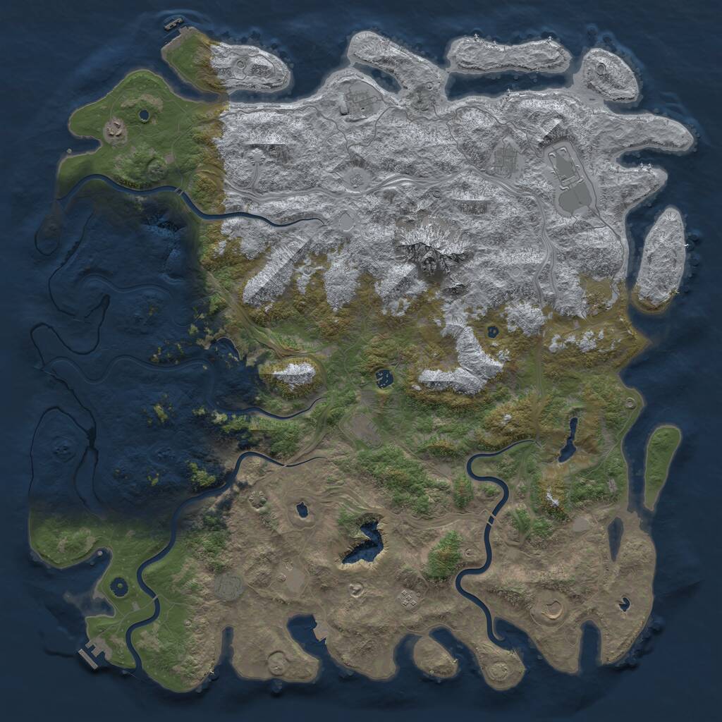 Rust Map: Procedural Map, Size: 6000, Seed: 915554022, 17 Monuments