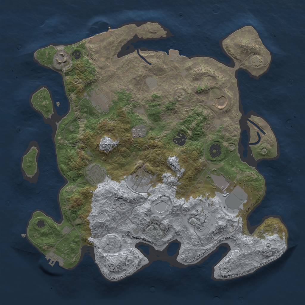 Rust Map: Procedural Map, Size: 3500, Seed: 1674695399, 17 Monuments