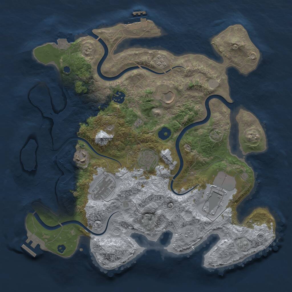 Rust Map: Procedural Map, Size: 3500, Seed: 1674695399, 13 Monuments