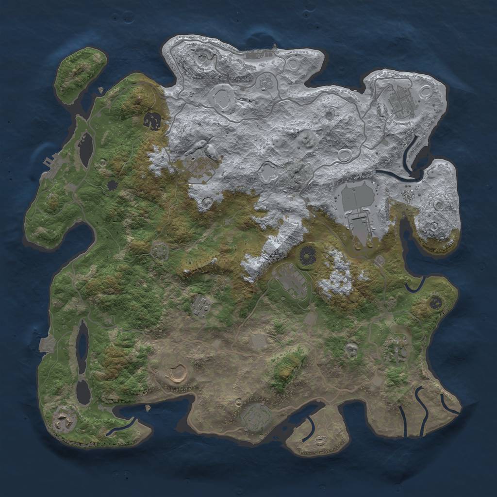Rust Map: Procedural Map, Size: 4050, Seed: 523476526, 18 Monuments