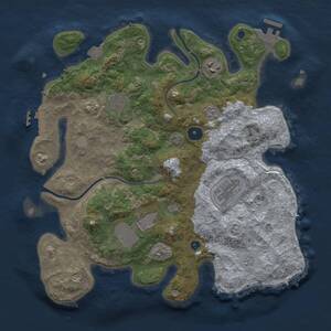Thumbnail Rust Map: Procedural Map, Size: 3500, Seed: 672354665, 11 Monuments