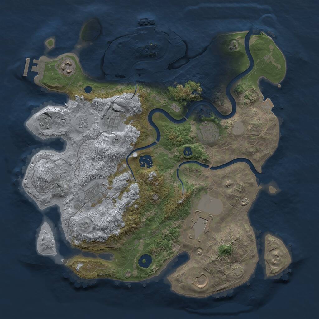 Rust Map: Procedural Map, Size: 3500, Seed: 1254878, 14 Monuments