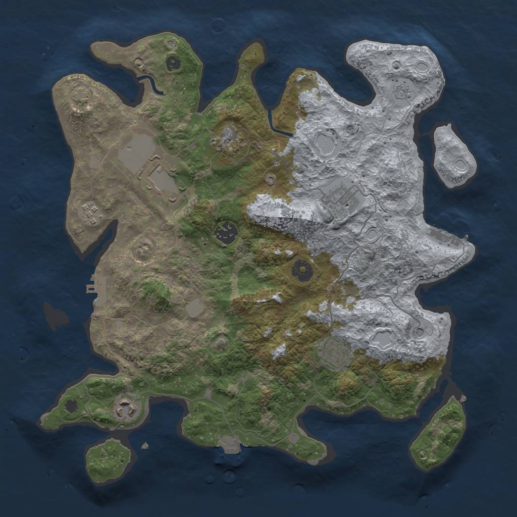 Rust Map: Procedural Map, Size: 3600, Seed: 1240090731, 15 Monuments