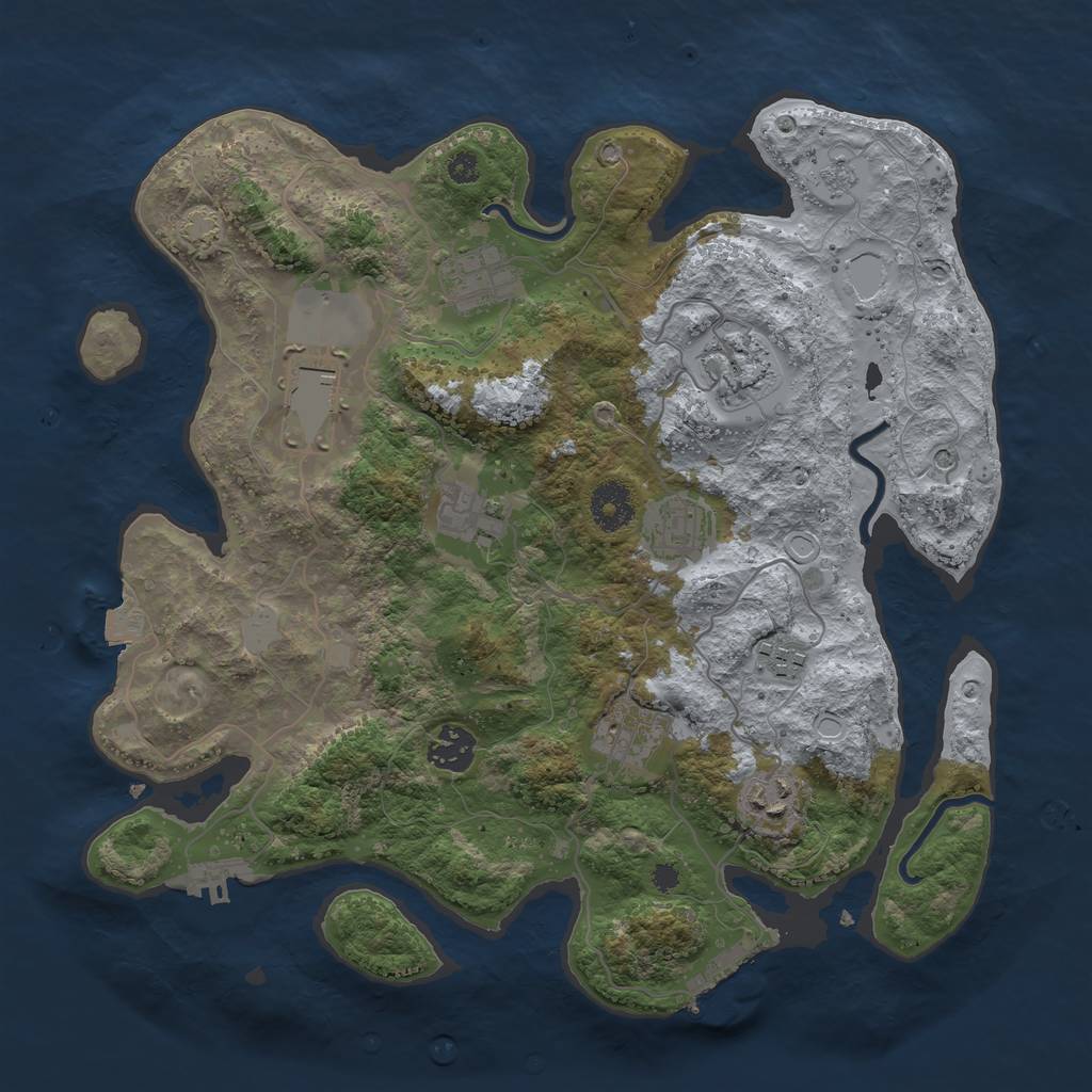 Rust Map: Procedural Map, Size: 3500, Seed: 856134945, 17 Monuments
