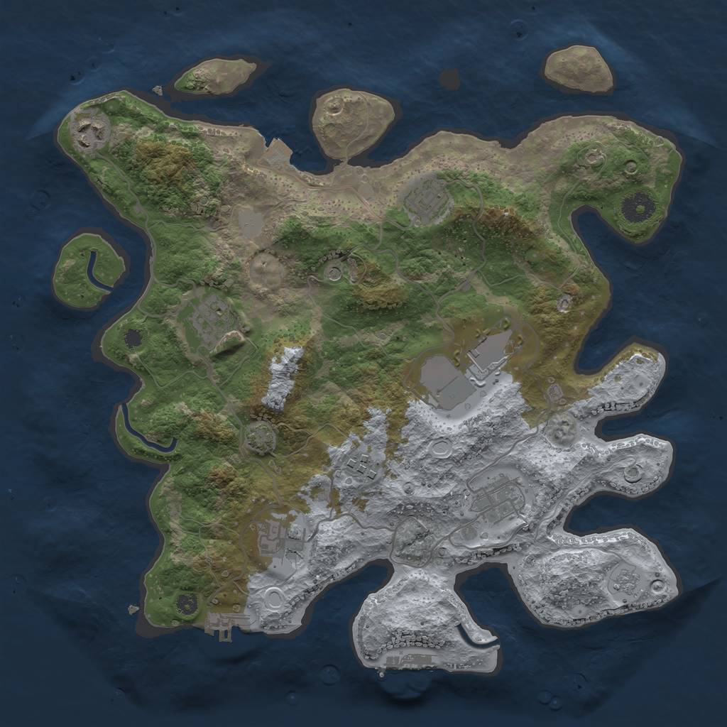 Rust Map: Procedural Map, Size: 3500, Seed: 771235838, 15 Monuments