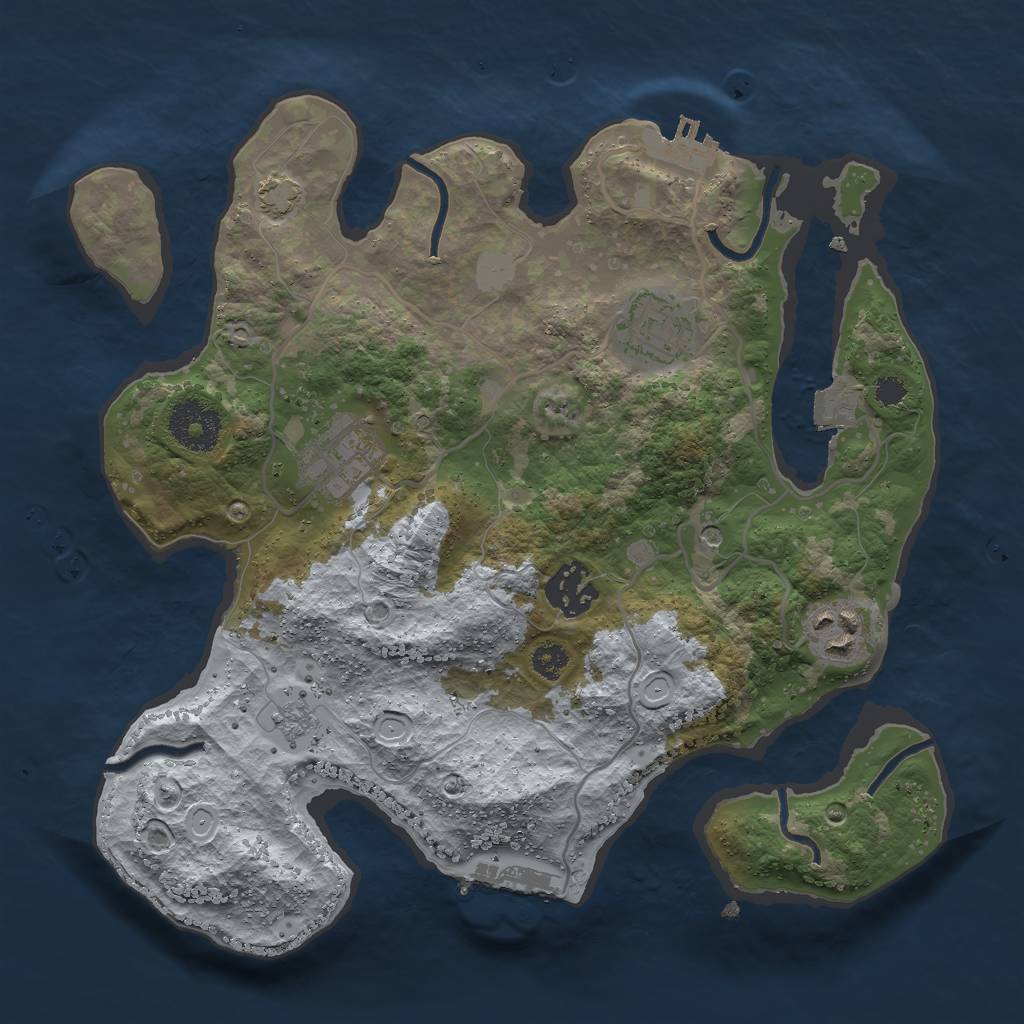 Rust Map: Procedural Map, Size: 2955, Seed: 2147483647, 12 Monuments