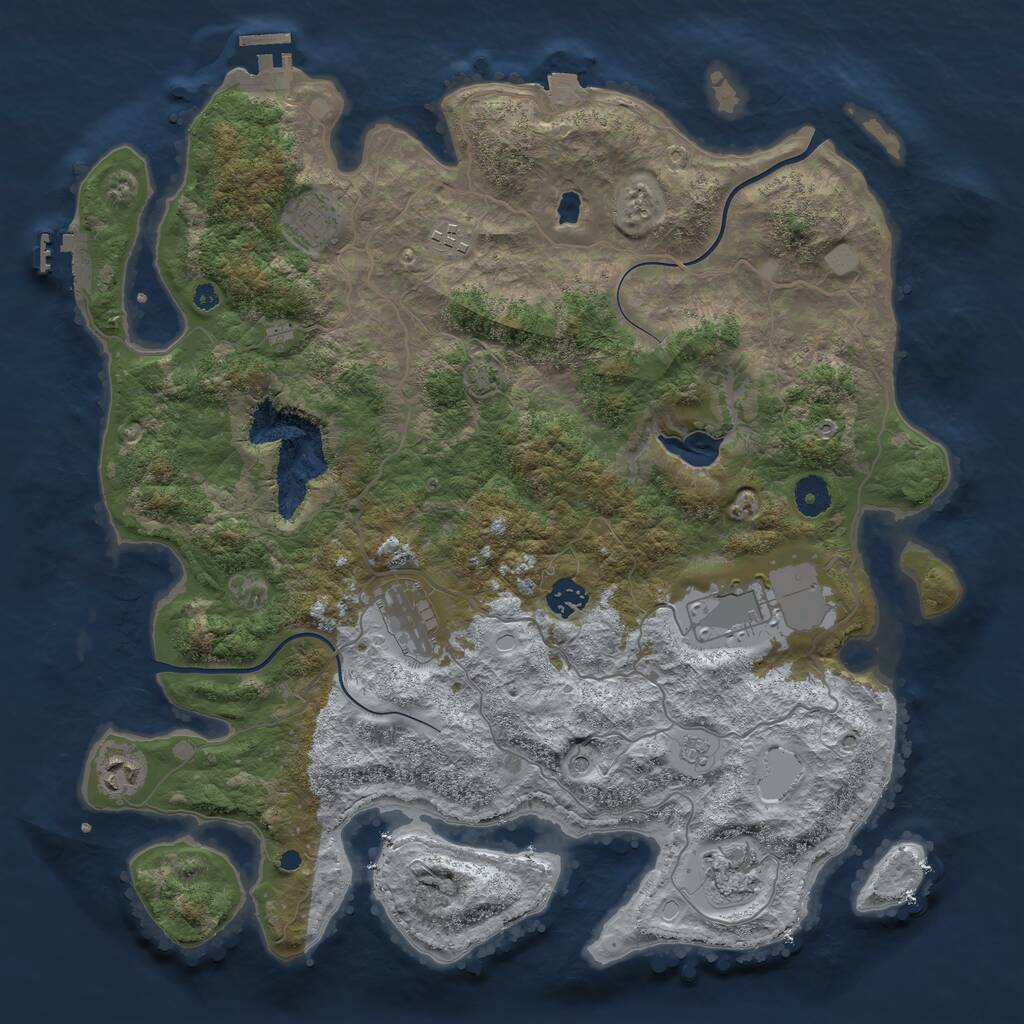 Rust Map: Procedural Map, Size: 4000, Seed: 2119185718, 13 Monuments