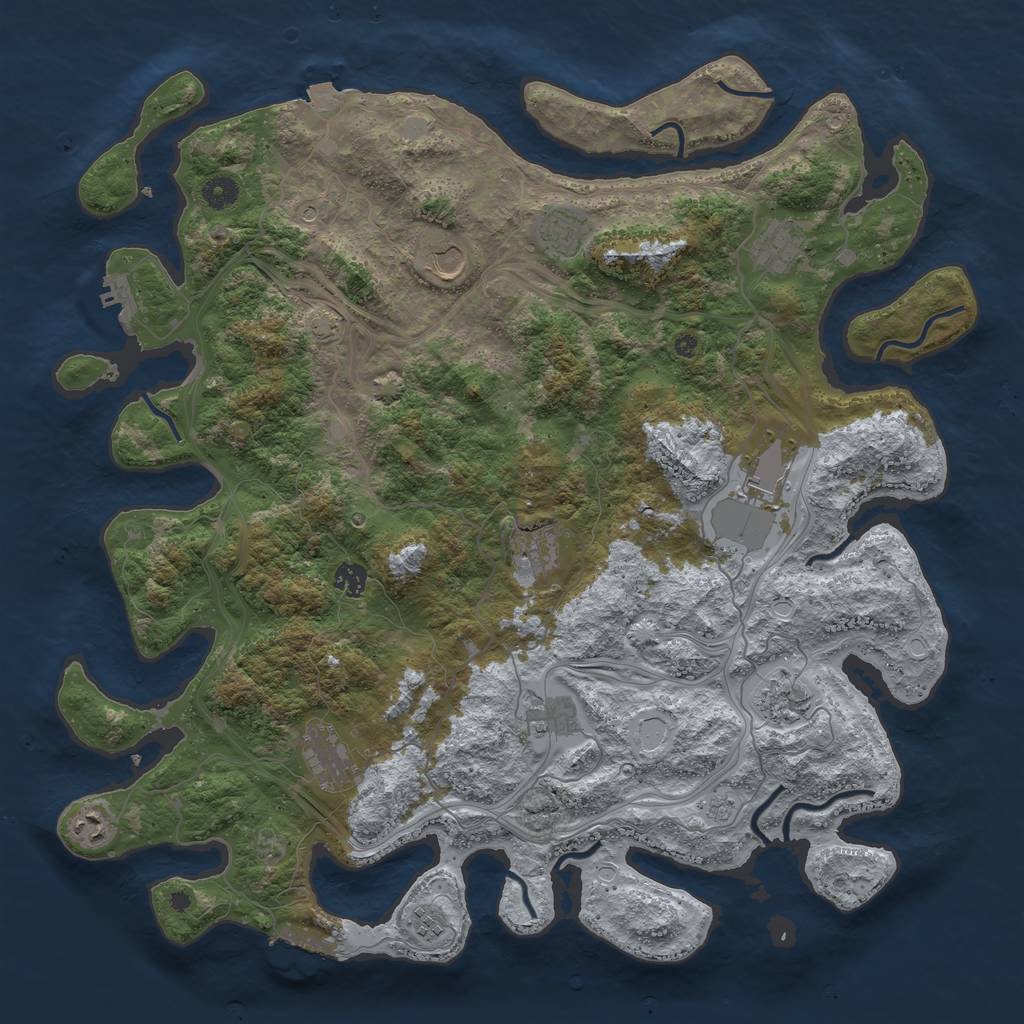 Rust Map: Procedural Map, Size: 4500, Seed: 1234666, 19 Monuments