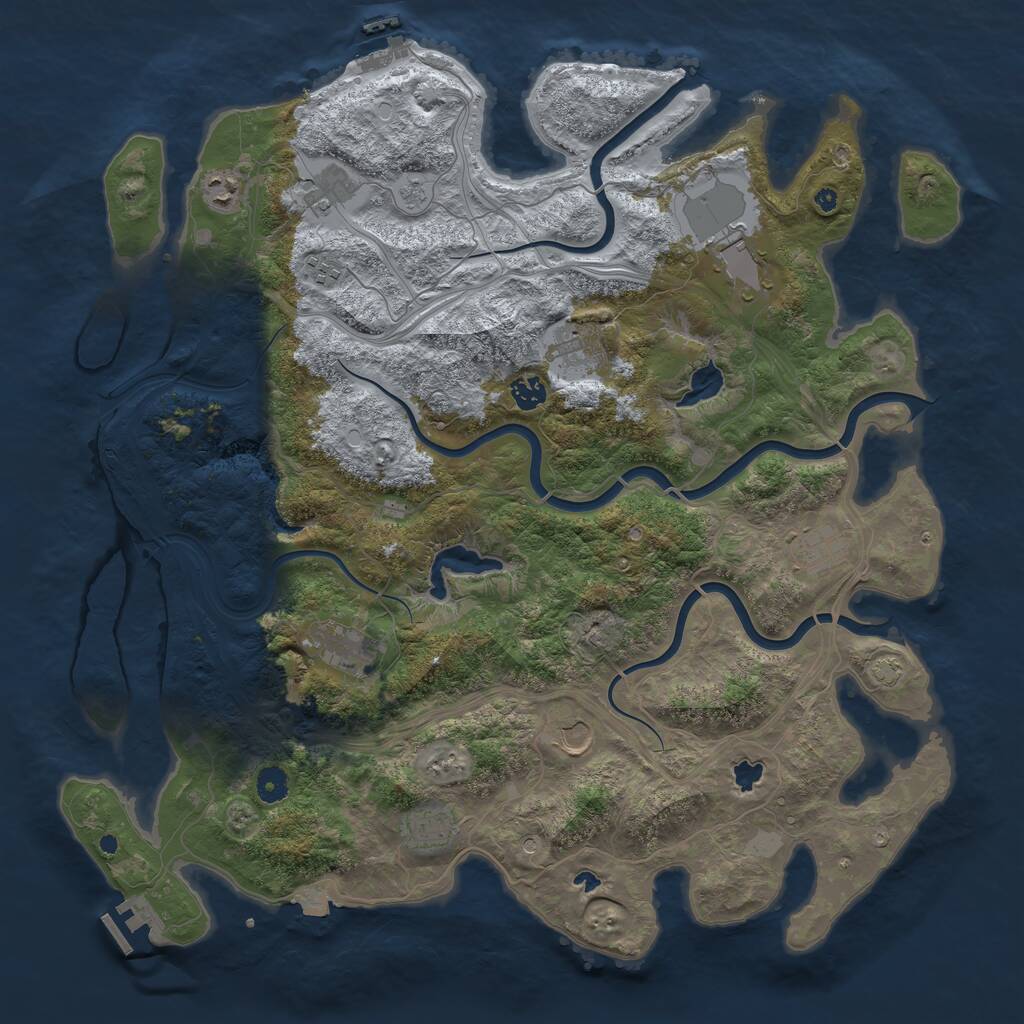 Rust Map: Procedural Map, Size: 4500, Seed: 425849, 16 Monuments