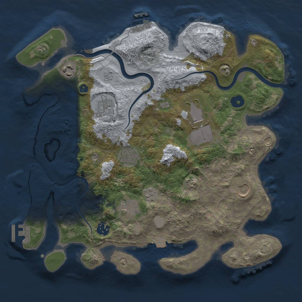 Rust Map: Procedural Map, Size: 3500, Seed: 1804650870, 14 Monuments