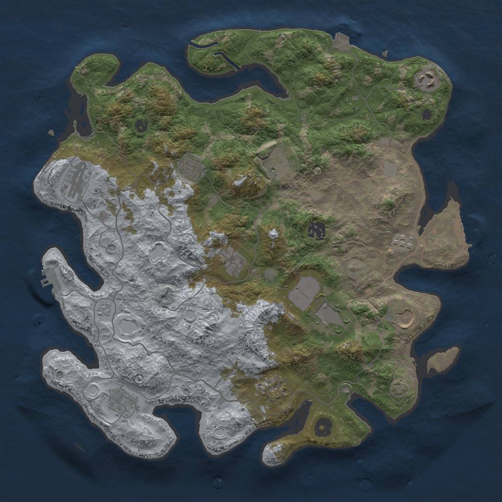 Rust Map: Procedural Map, Size: 4000, Seed: 3283, 19 Monuments
