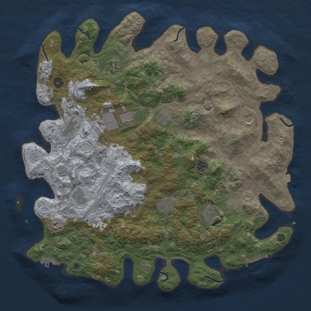 Rust Map: Procedural Map, Size: 4500, Seed: 1112402562, 19 Monuments
