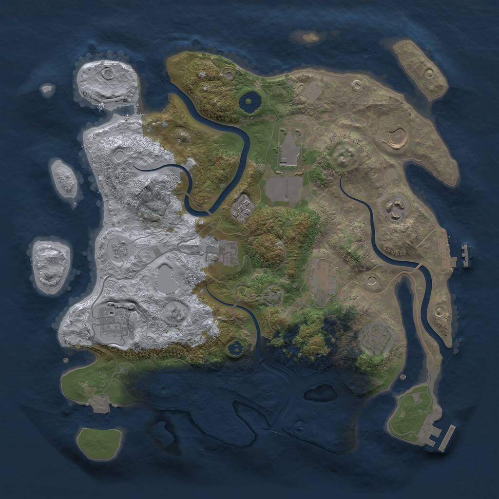 Rust Map: Procedural Map, Size: 3500, Seed: 81144911, 14 Monuments