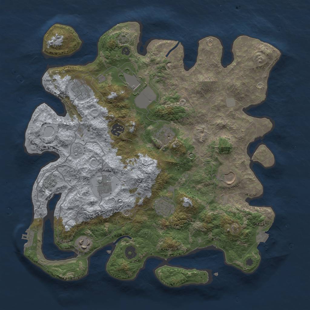 Rust Map: Procedural Map, Size: 3750, Seed: 1094666563, 16 Monuments