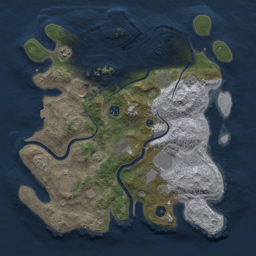 Rust Map: Procedural Map, Size: 3600, Seed: 84981, 13 Monuments