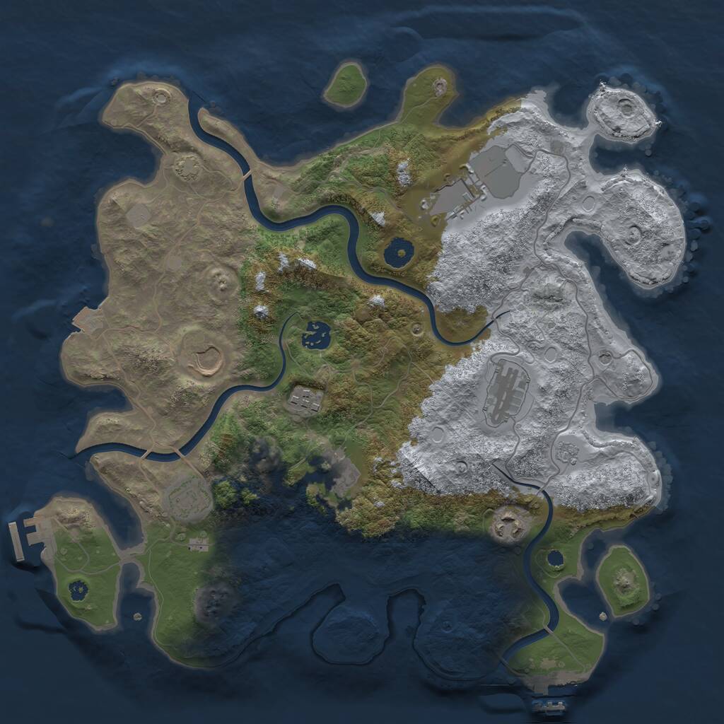 Rust Map: Procedural Map, Size: 3700, Seed: 334501666, 14 Monuments
