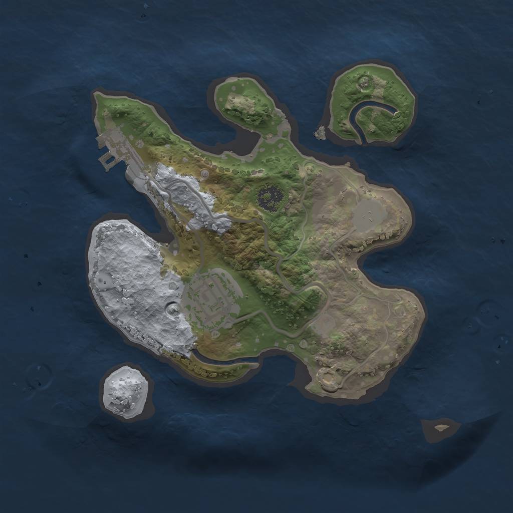 Rust Map: Procedural Map, Size: 2000, Seed: 1196858633, 5 Monuments