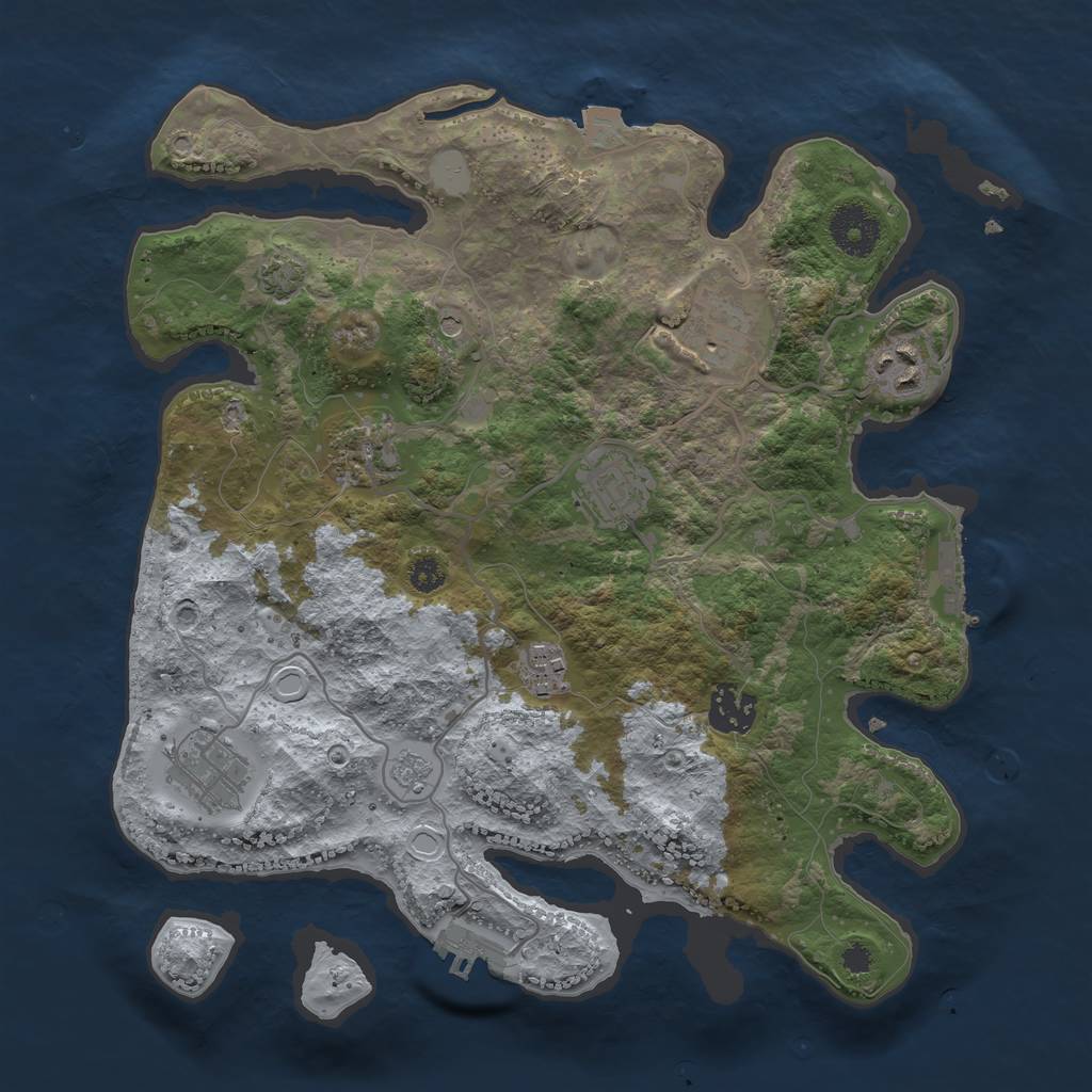 Rust Map: Procedural Map, Size: 3250, Seed: 1423527932, 15 Monuments