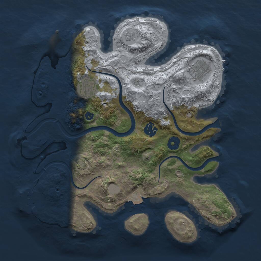 Rust Map: Procedural Map, Size: 3000, Seed: 27100, 8 Monuments