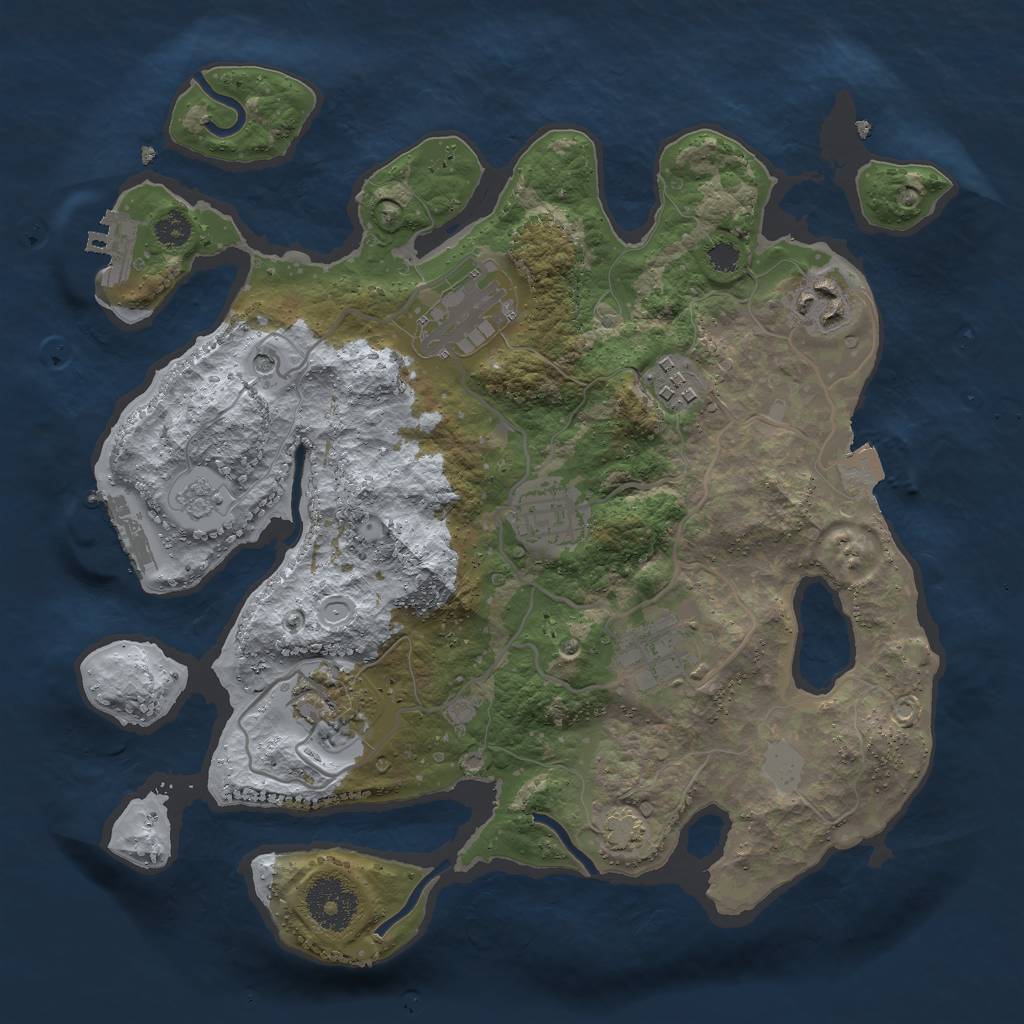 Rust Map: Procedural Map, Size: 3000, Seed: 973505071, 14 Monuments