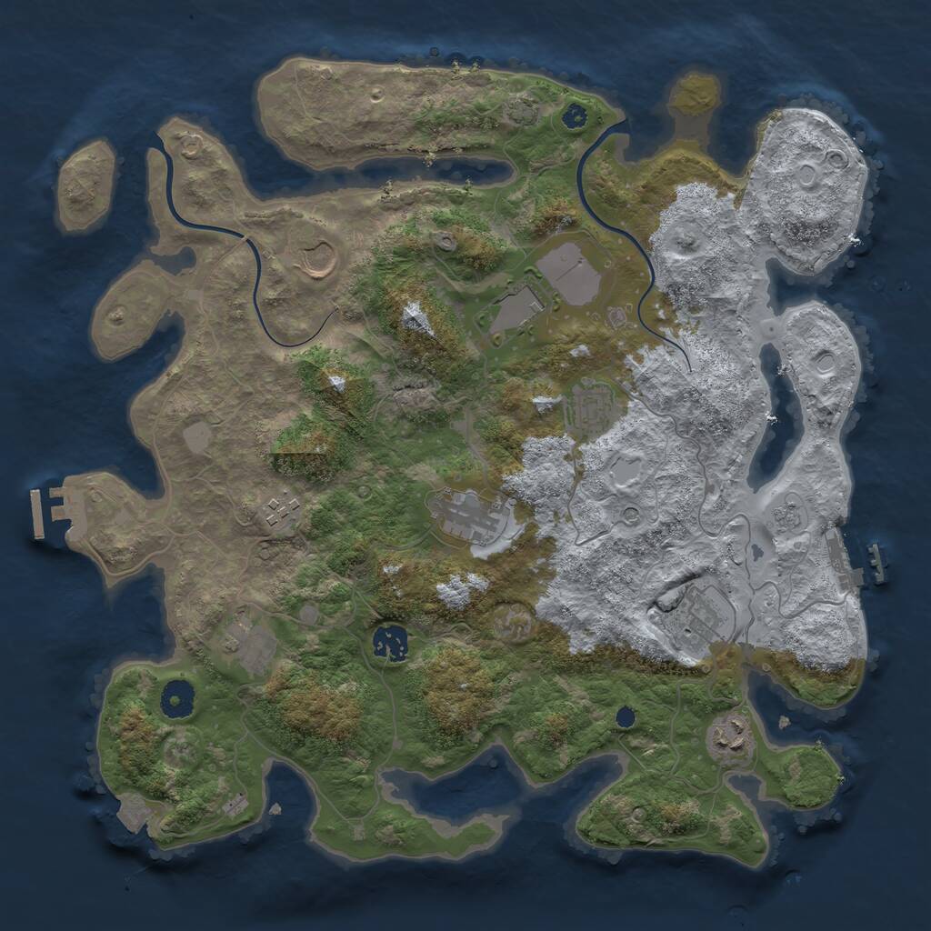 Rust Map: Procedural Map, Size: 3800, Seed: 72759514, 15 Monuments