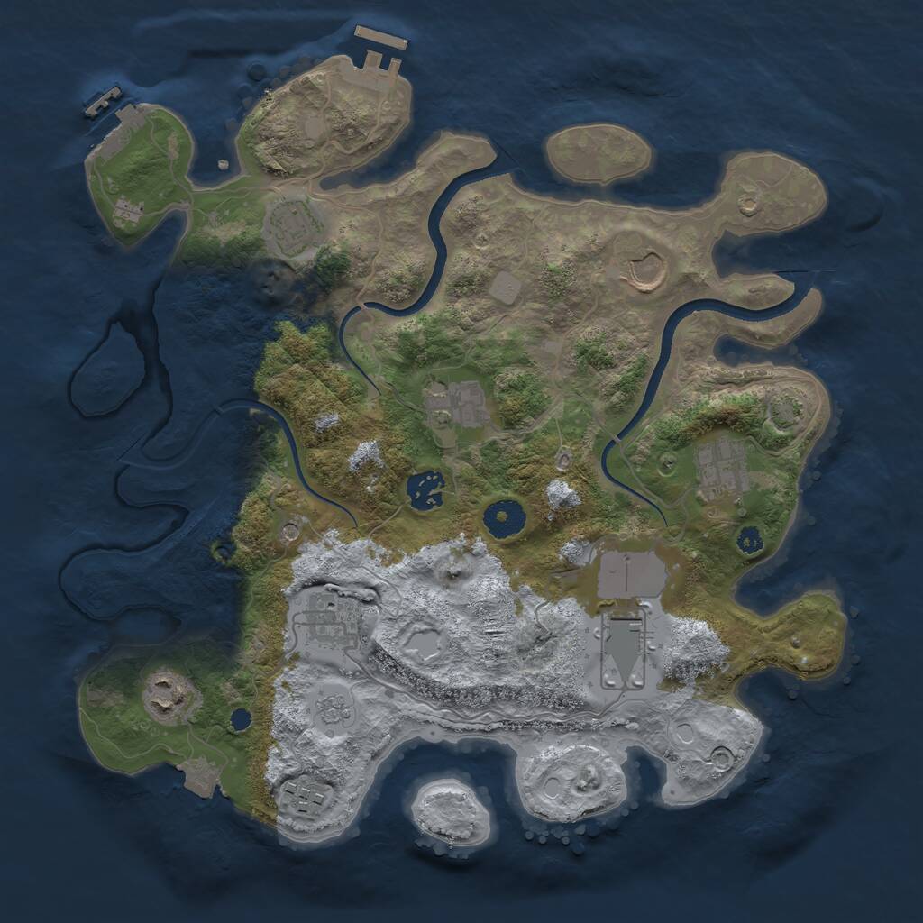 Rust Map: Procedural Map, Size: 3500, Seed: 1596566307, 15 Monuments