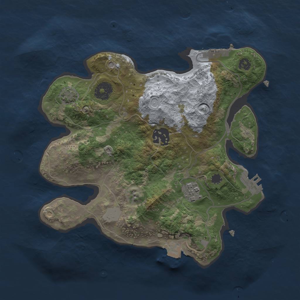 Rust Map: Procedural Map, Size: 2500, Seed: 435123421, 8 Monuments