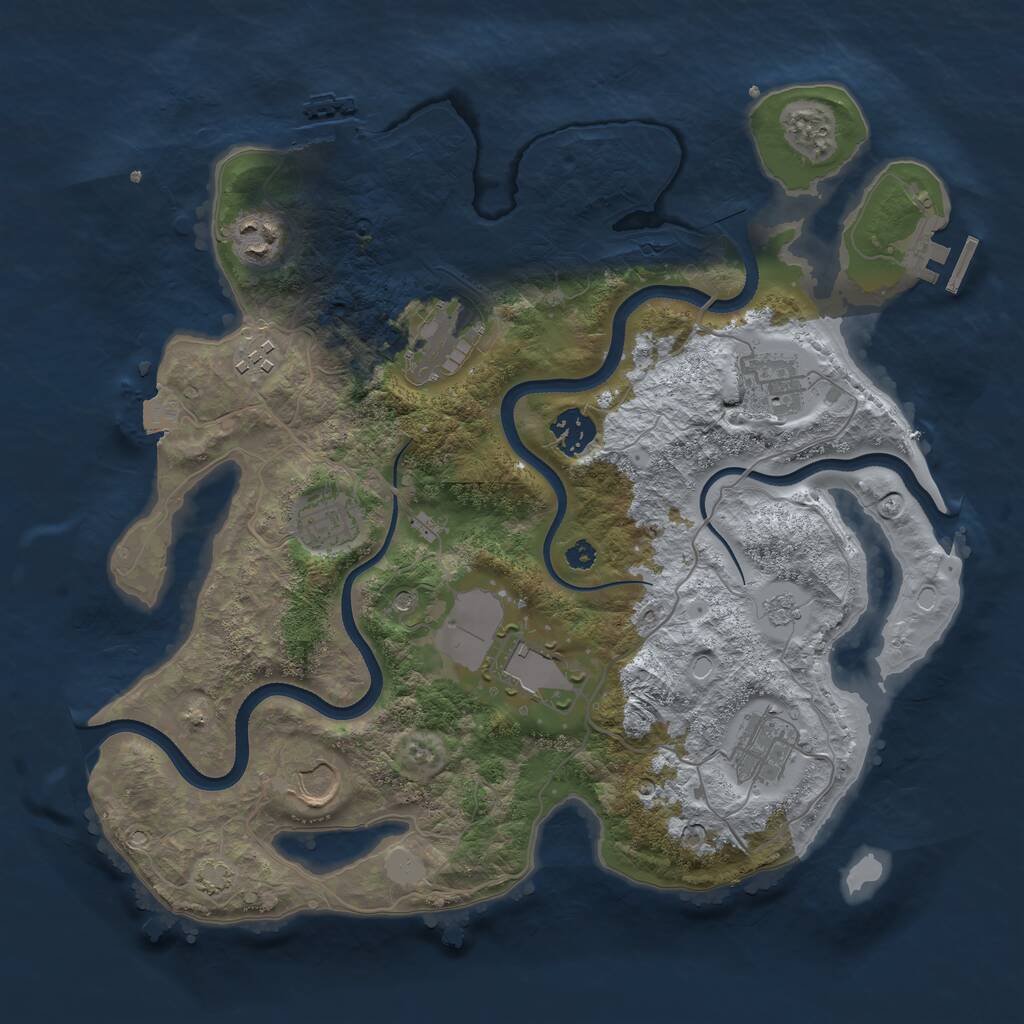 Rust Map: Procedural Map, Size: 3500, Seed: 638565739, 15 Monuments