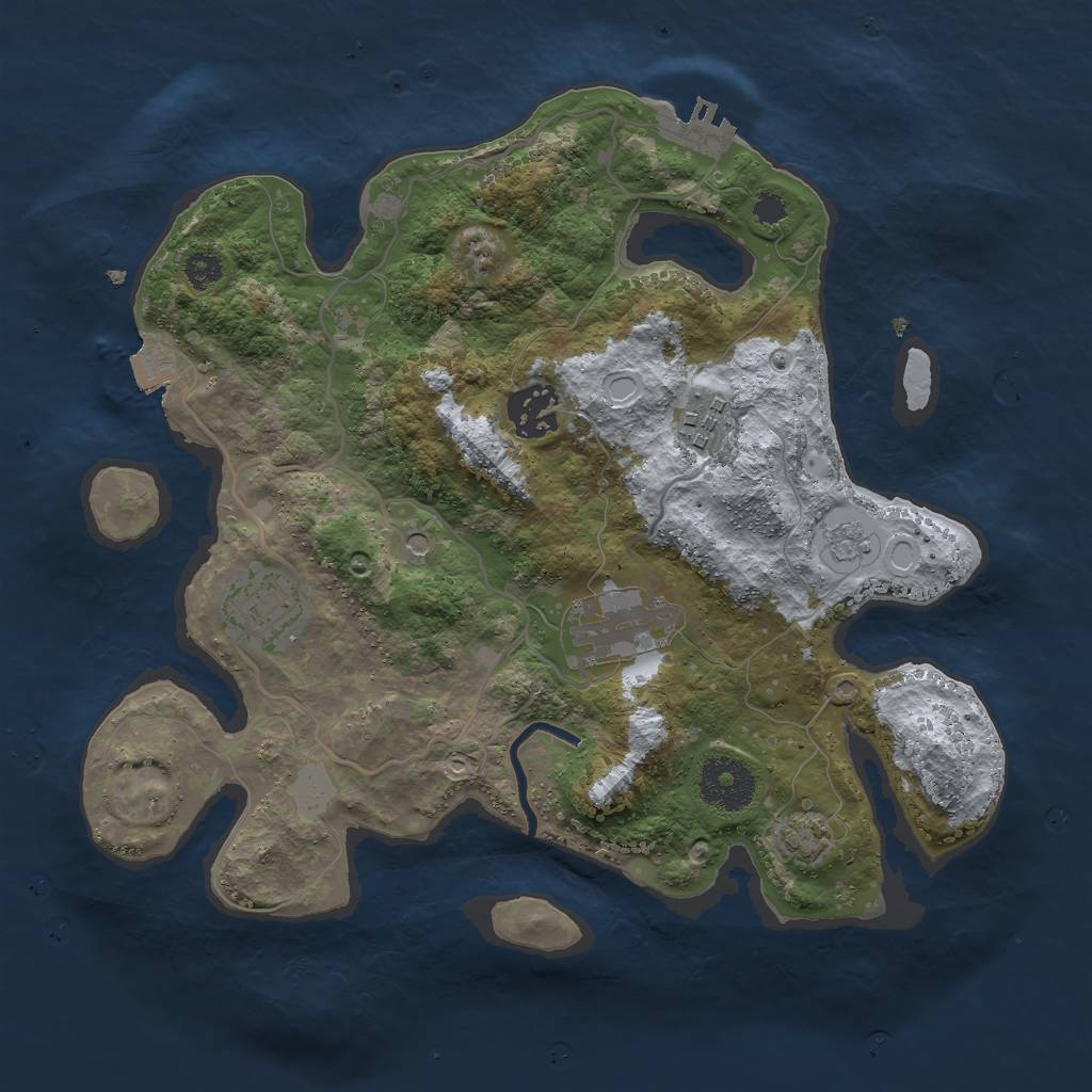 Rust Map: Procedural Map, Size: 3000, Seed: 586169883, 11 Monuments