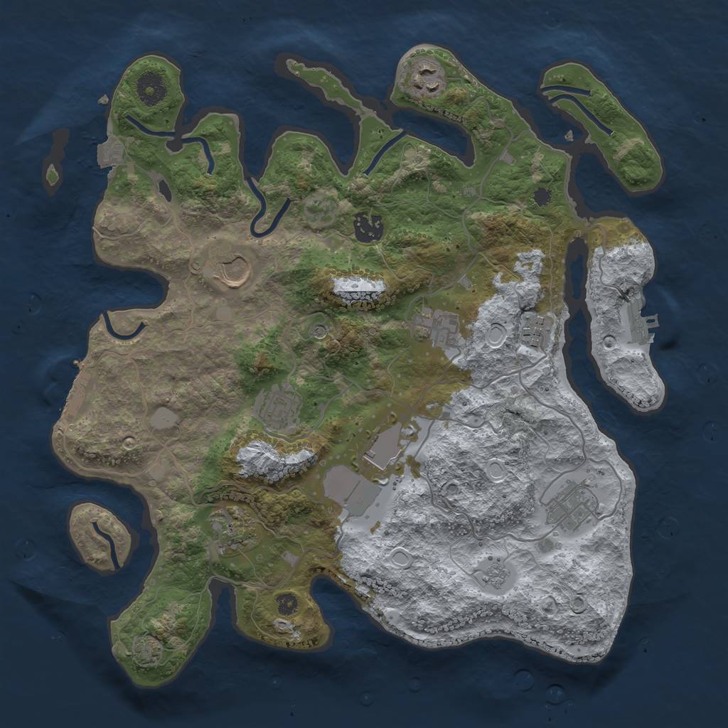 Rust Map: Procedural Map, Size: 3500, Seed: 1093683953, 17 Monuments