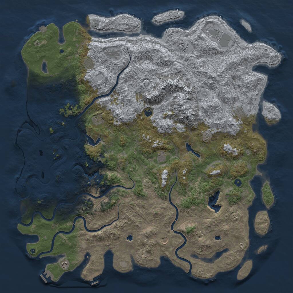 Rust Map: Procedural Map, Size: 6000, Seed: 909236816, 17 Monuments