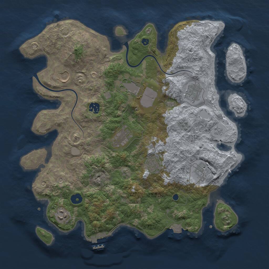 Rust Map: Procedural Map, Size: 3688, Seed: 157, 14 Monuments