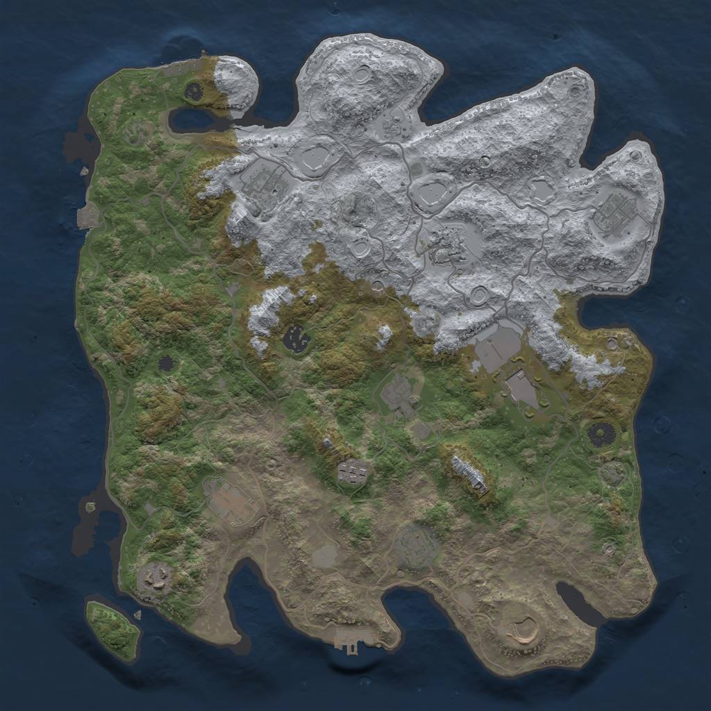 Rust Map: Procedural Map, Size: 4000, Seed: 7338651, 19 Monuments