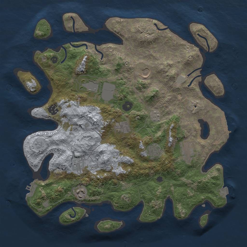 Rust Map: Procedural Map, Size: 3700, Seed: 406475013, 17 Monuments