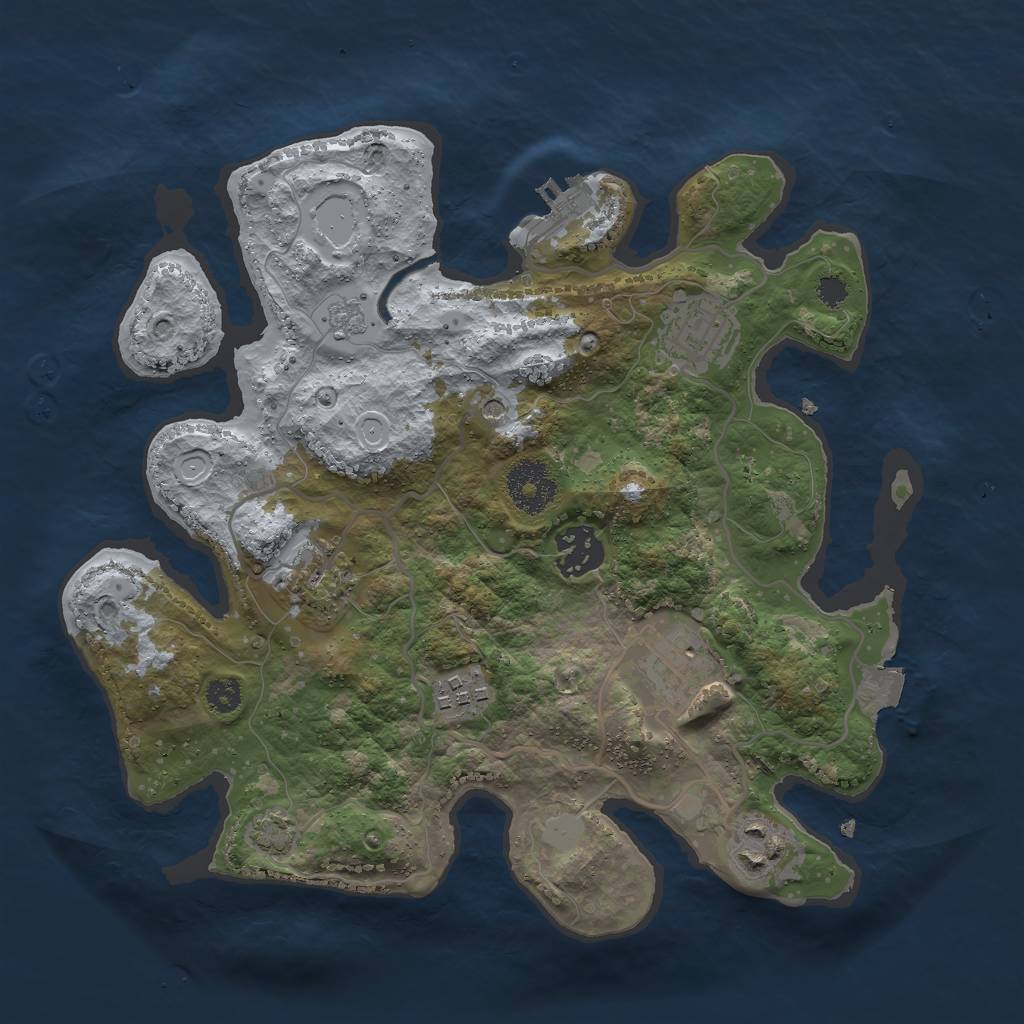 Rust Map: Procedural Map, Size: 3000, Seed: 1253783549, 13 Monuments
