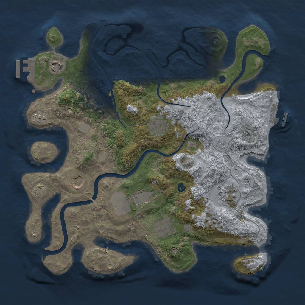 Rust Map: Procedural Map, Size: 3500, Seed: 6815, 13 Monuments