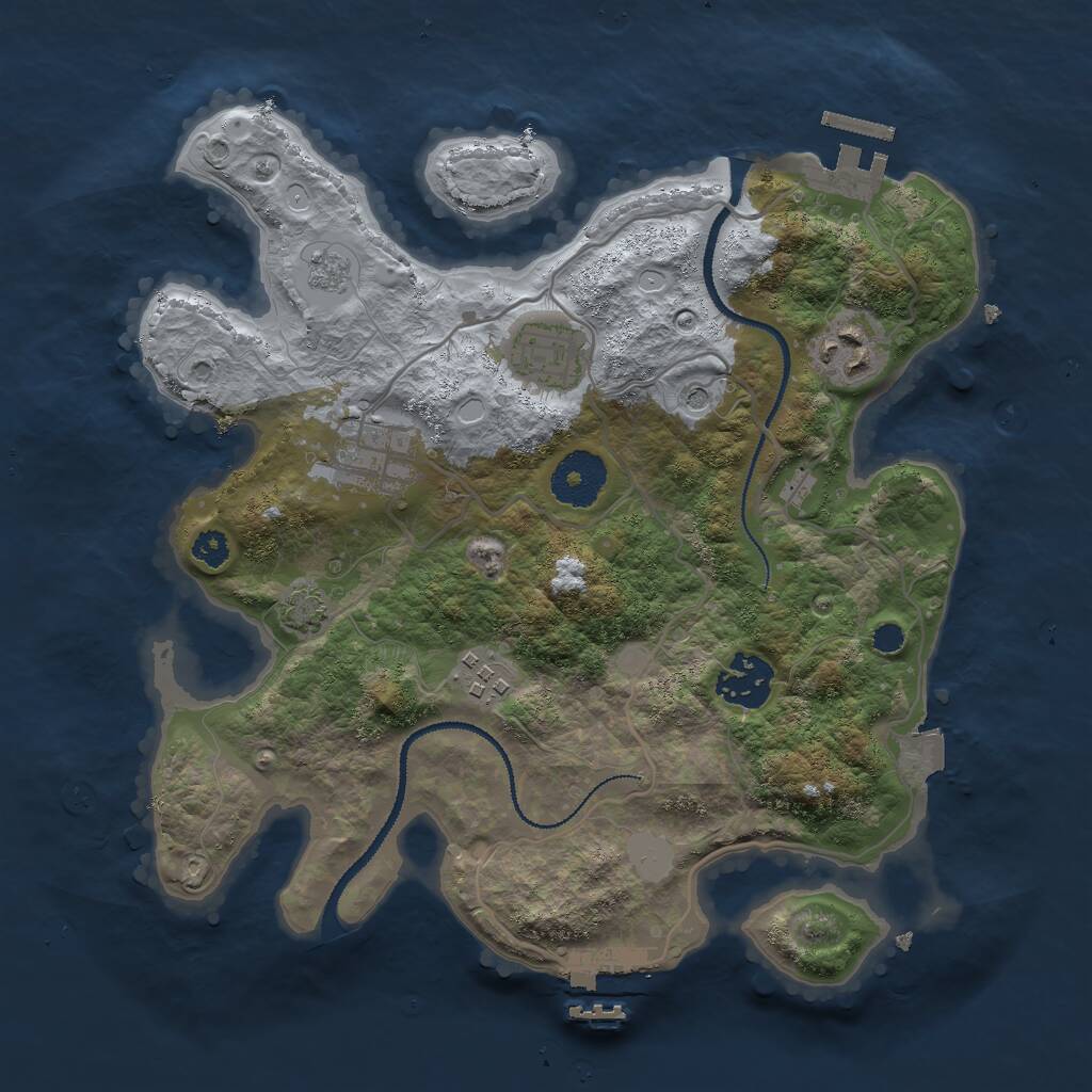 Rust Map: Procedural Map, Size: 3000, Seed: 2028691355, 11 Monuments