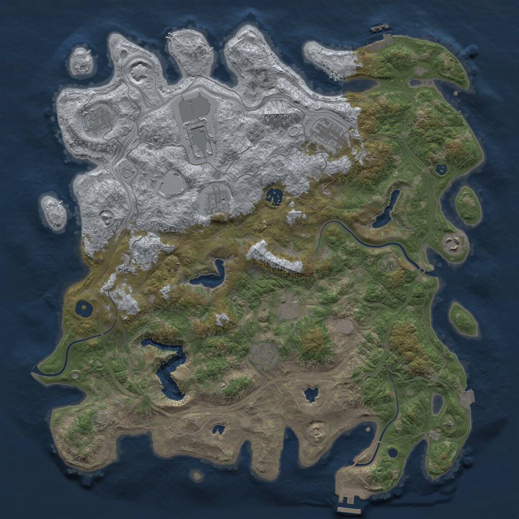 Rust Map: Procedural Map, Size: 4500, Seed: 606418821, 16 Monuments