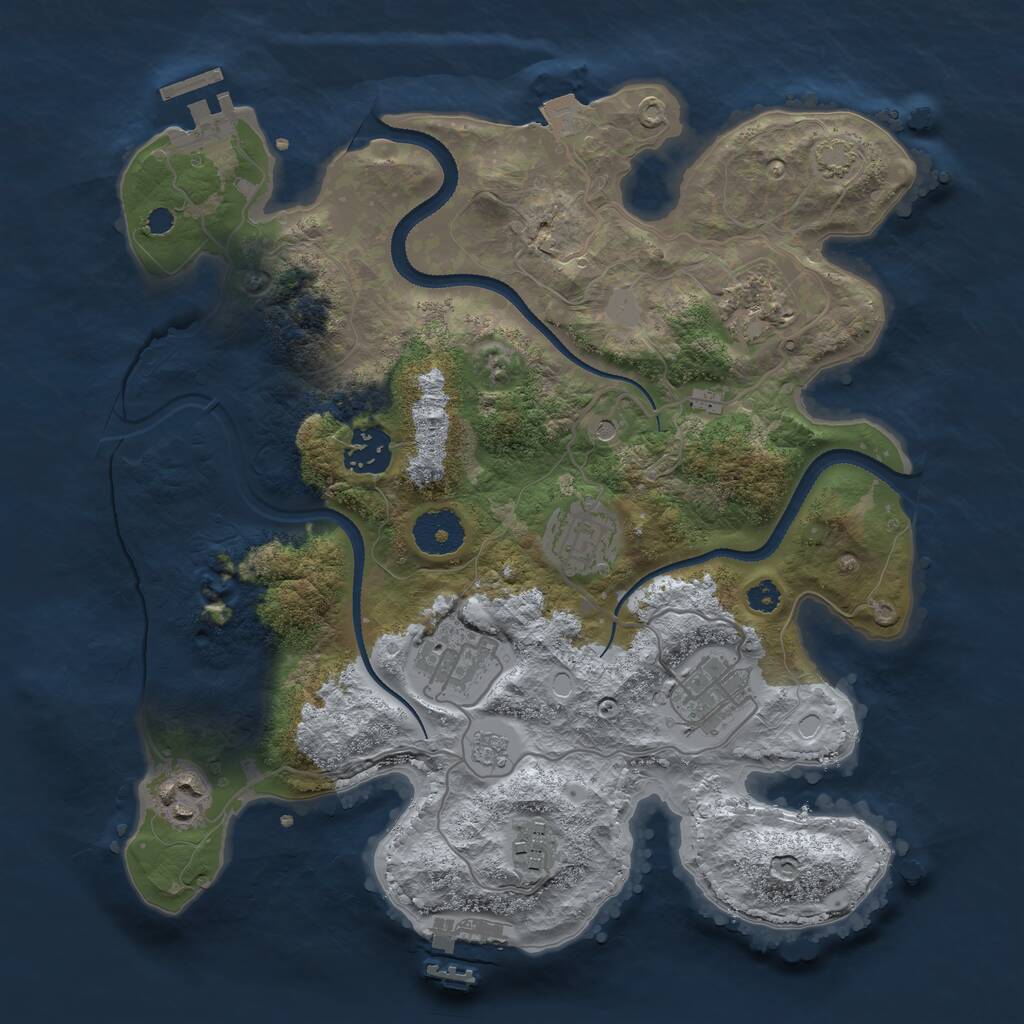 Rust Map: Procedural Map, Size: 3200, Seed: 2140404228, 13 Monuments
