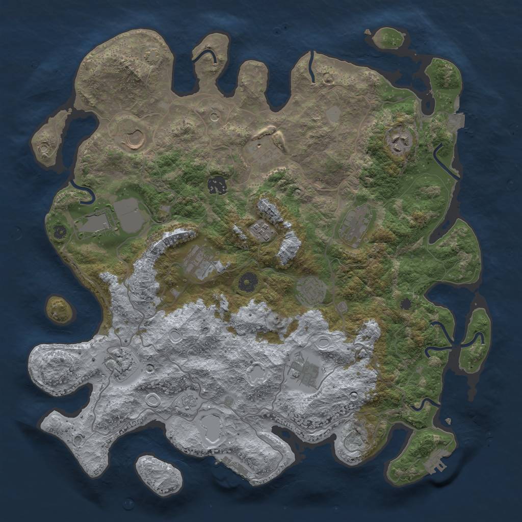 Rust Map: Procedural Map, Size: 4000, Seed: 1939977016, 19 Monuments