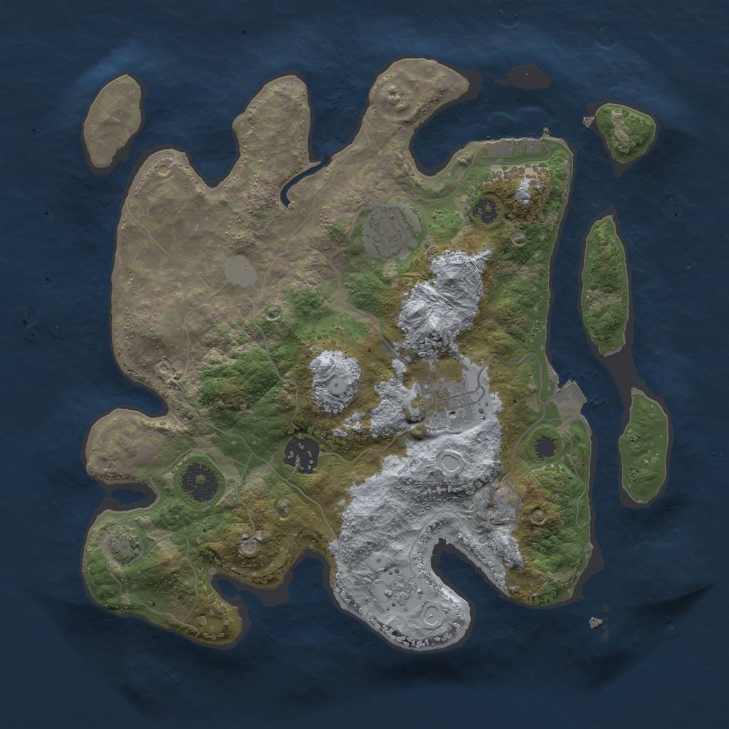 Rust Map: Procedural Map, Size: 3000, Seed: 21967, 9 Monuments